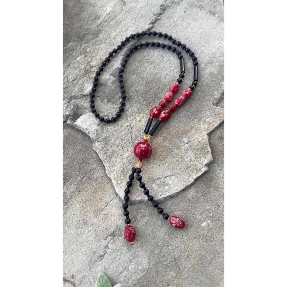 Gorgeous Vintage Chinese Lamp work Beaded necklace